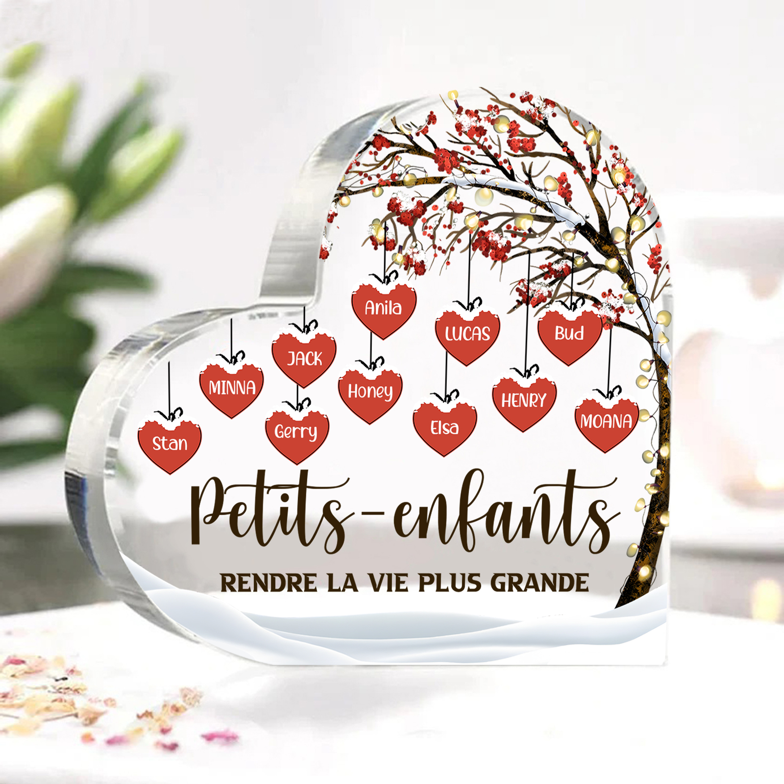 Plaque Acrylique arbre de la famille 11 Prénoms Personnalisés avec texte Cadeau pour famille | Jessemade