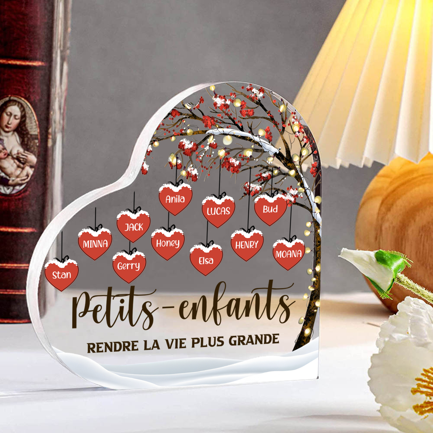 Plaque Acrylique arbre de la famille 11 Prénoms Personnalisés avec texte Cadeau pour famille | Jessemade