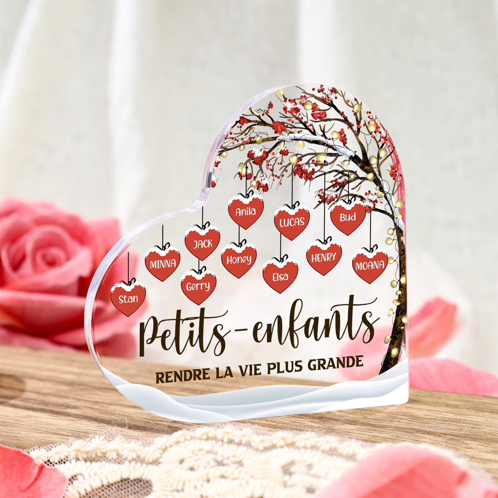 Plaque Acrylique arbre de la famille 11 Prénoms Personnalisés avec texte Cadeau pour famille | Jessemade