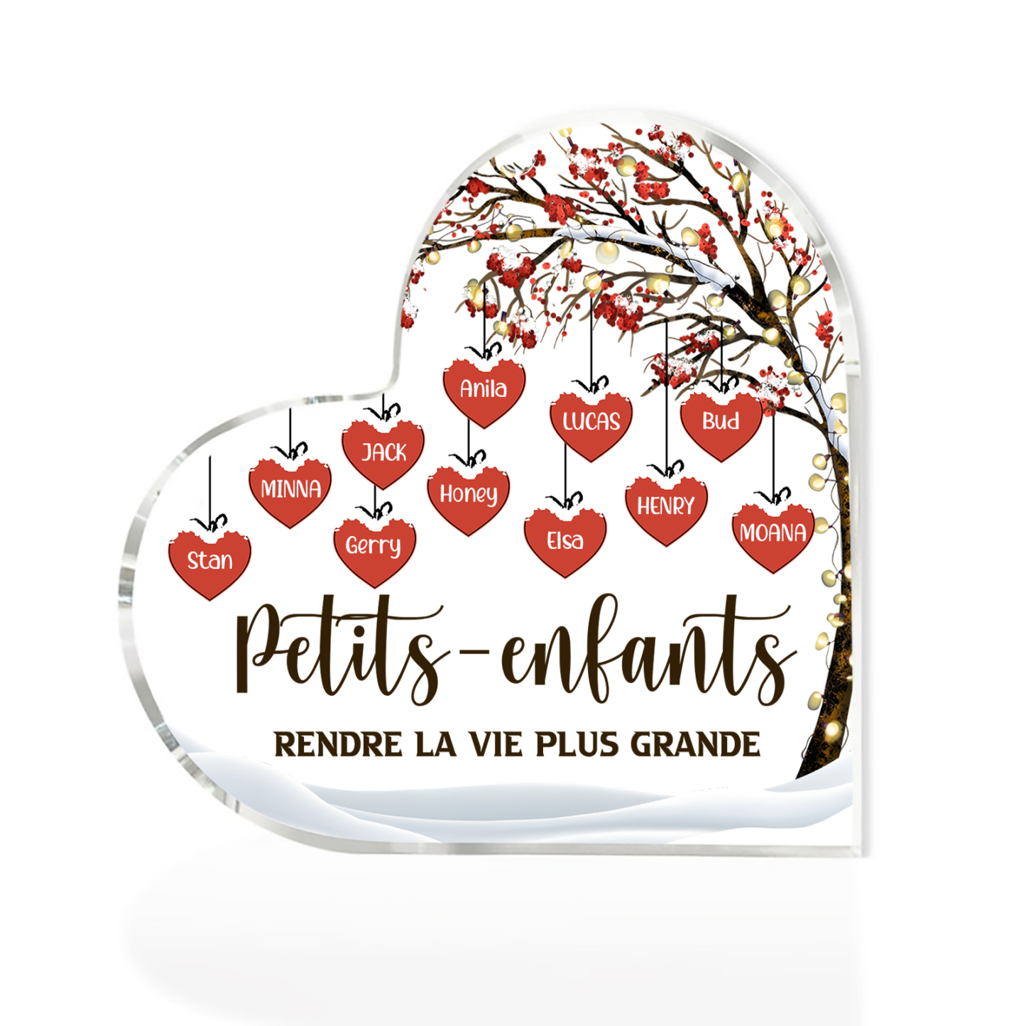Plaque Acrylique arbre de la famille 11 Prénoms Personnalisés avec texte Cadeau pour famille | Jessemade