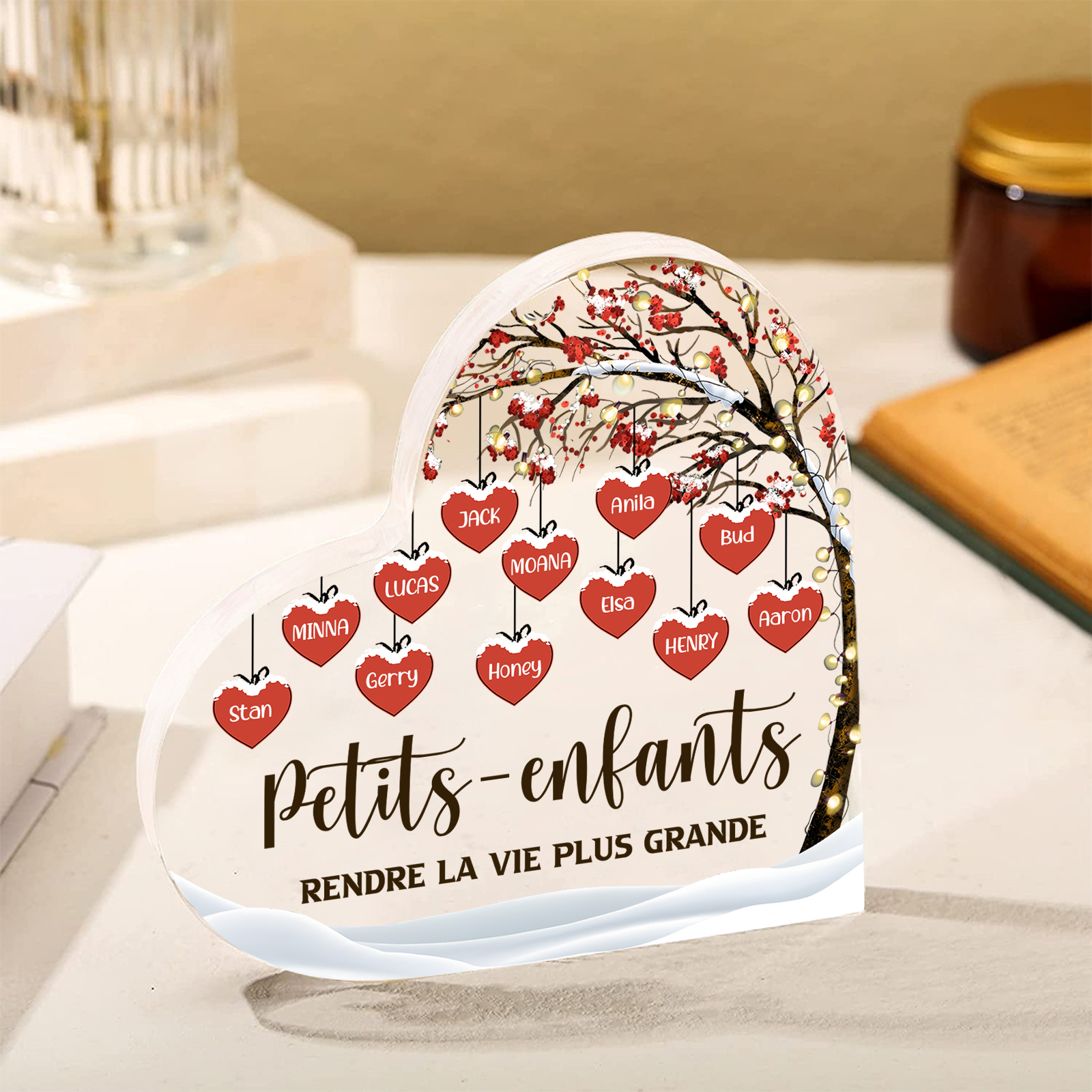 Plaque Acrylique arbre de la famille 12 Prénoms Personnalisés avec texte Cadeau pour famille | Jessemade