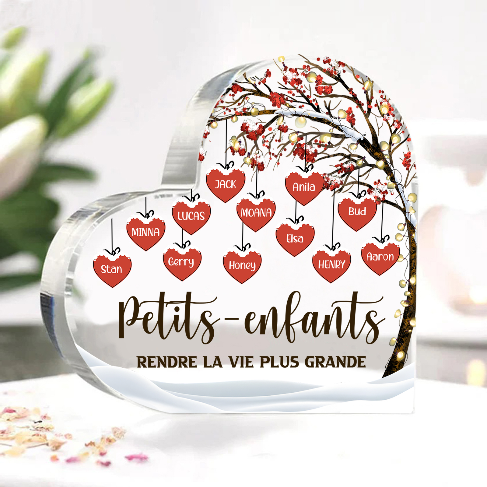 Plaque Acrylique arbre de la famille 12 Prénoms Personnalisés avec texte Cadeau pour famille | Jessemade