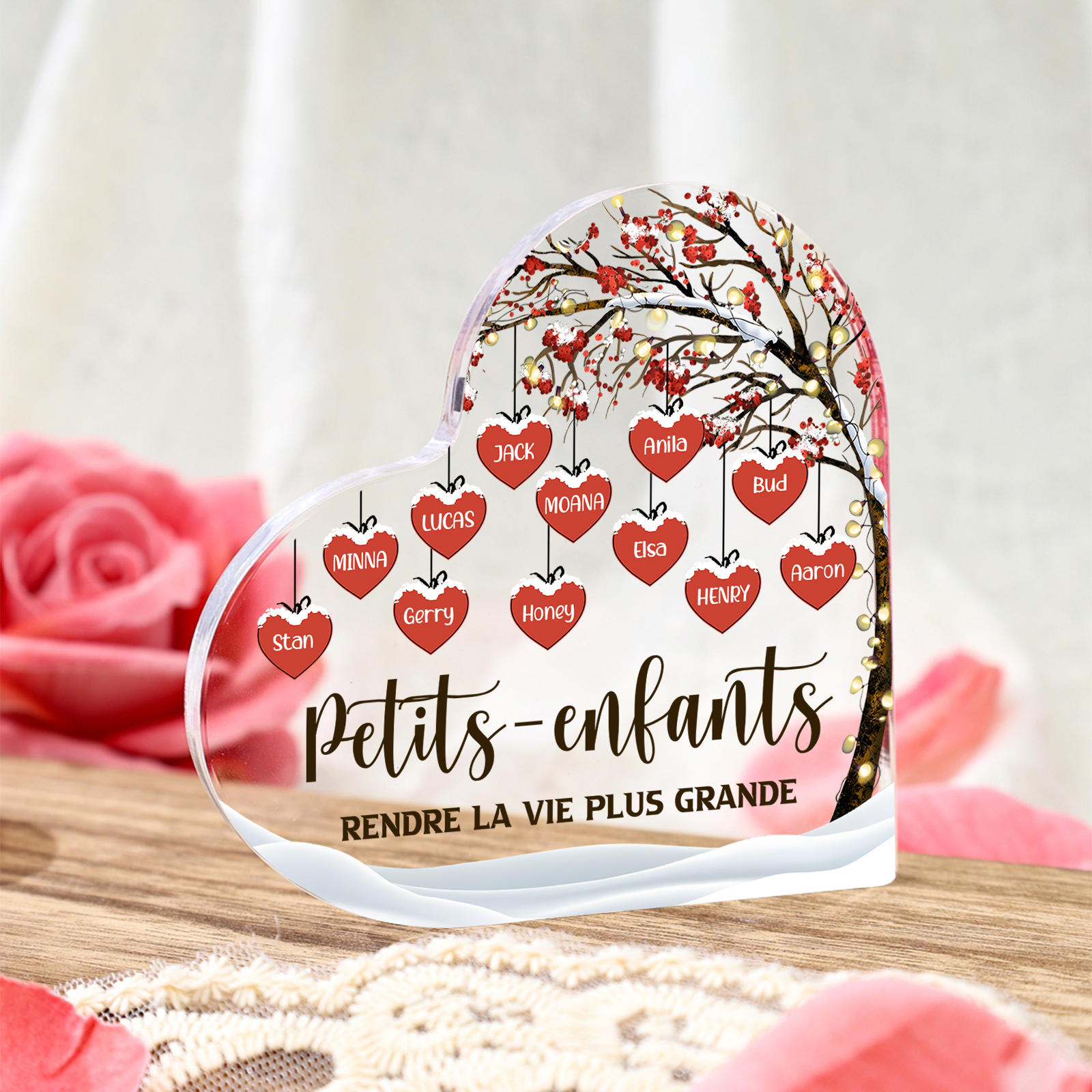 Plaque Acrylique arbre de la famille 12 Prénoms Personnalisés avec texte Cadeau pour famille | Jessemade