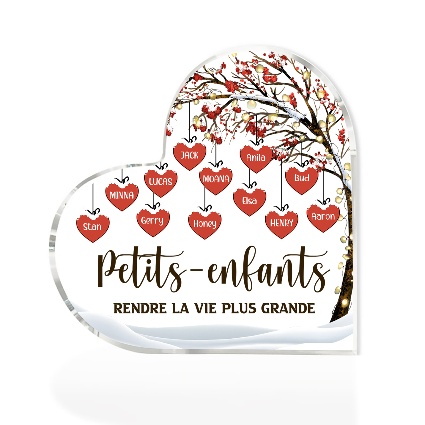 Plaque Acrylique arbre de la famille 12 Prénoms Personnalisés avec texte Cadeau pour famille | Jessemade