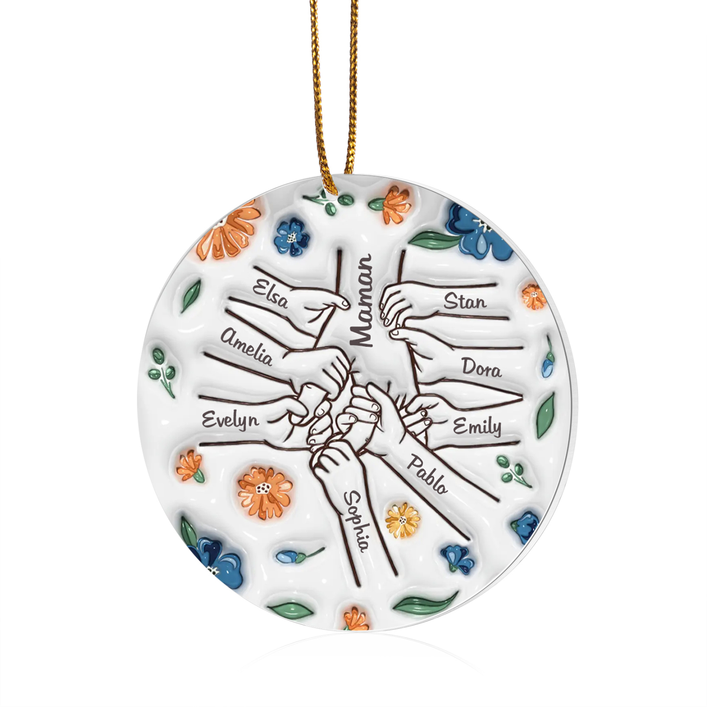 Ornements Acrylique main 9 Prénoms Personnalisés Émotionnel et Pratique Cadeau pour famille | Jessemade