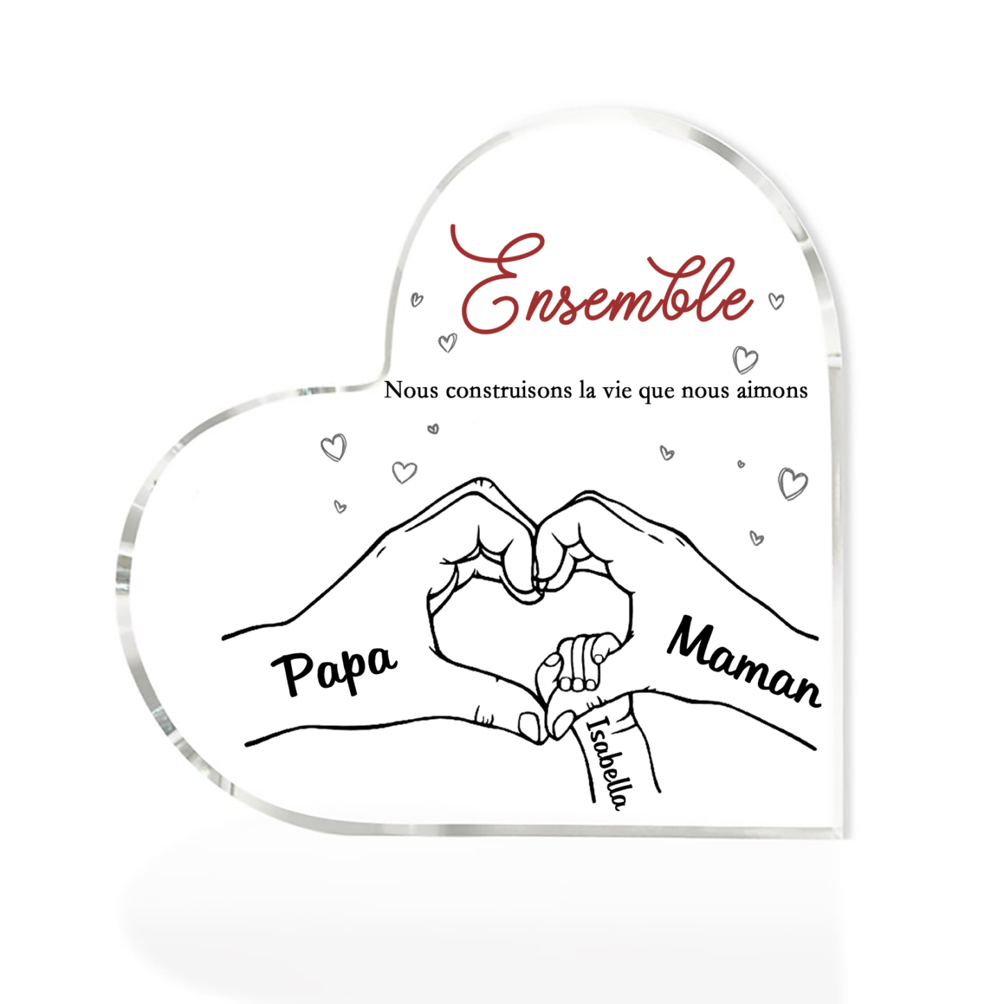 Plaque Acrylique Main 3 Prénoms Personnalisés Cadeau pour famille | Jessemade