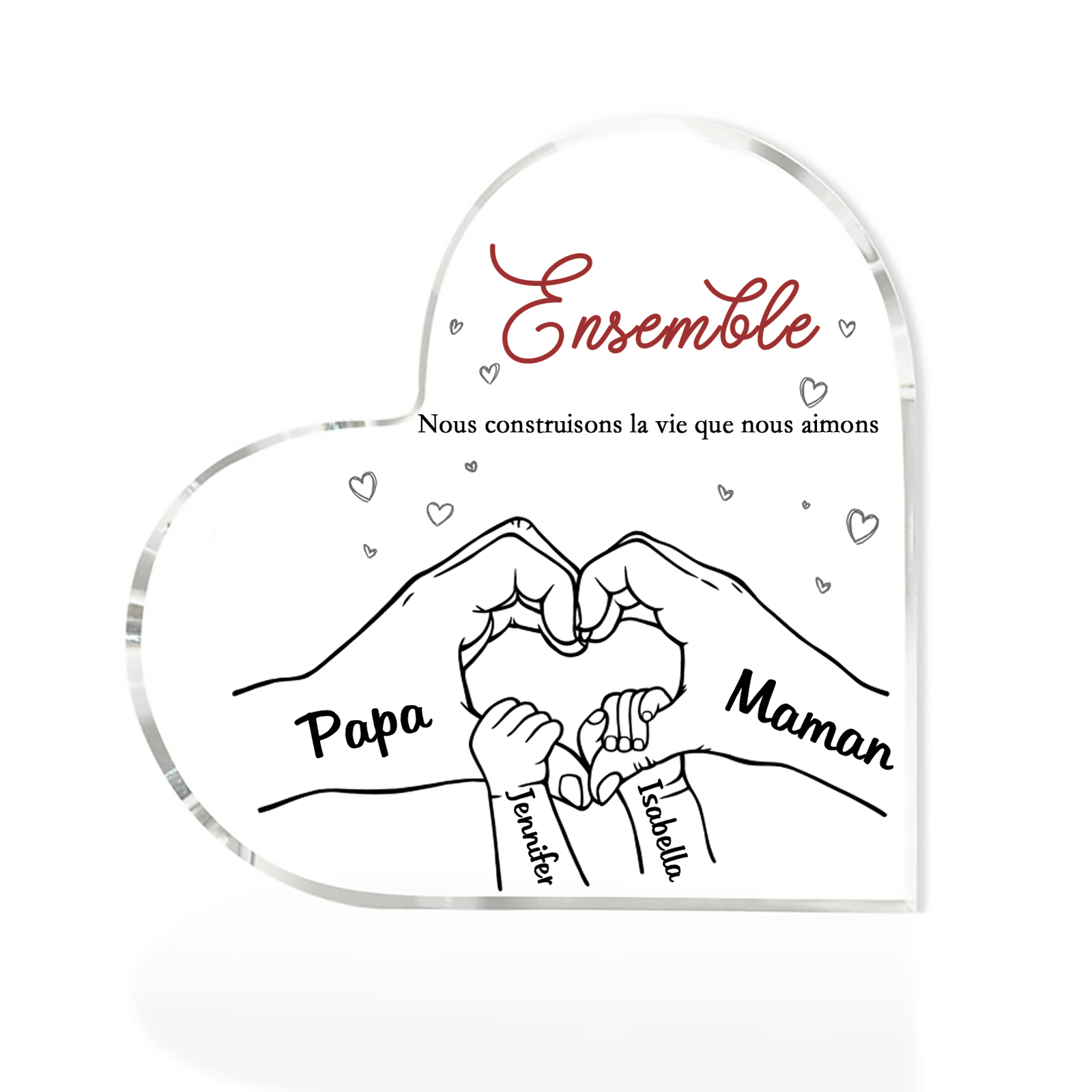 Plaque Acrylique Main 4 Prénoms Personnalisés Cadeau pour famille | Jessemade