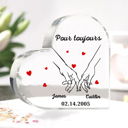 Bougeoir en Bois 2 Prénoms Personnalisés avec année sans bougie Cadeau du saint-valentin pour Couple | Jessemade | Jessemade