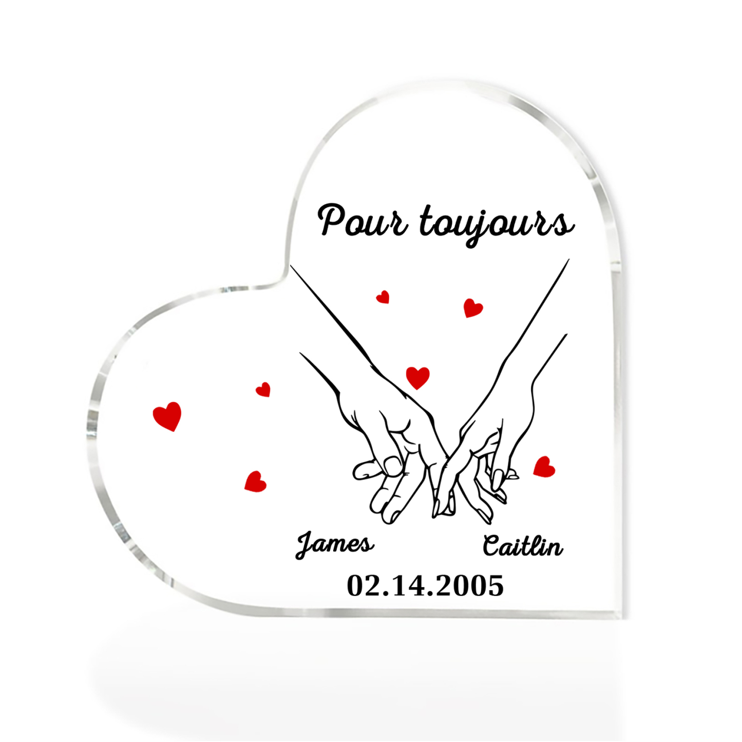 Bougeoir en Bois 2 Prénoms Personnalisés avec année sans bougie Cadeau du saint-valentin pour Couple | Jessemade | Jessemade