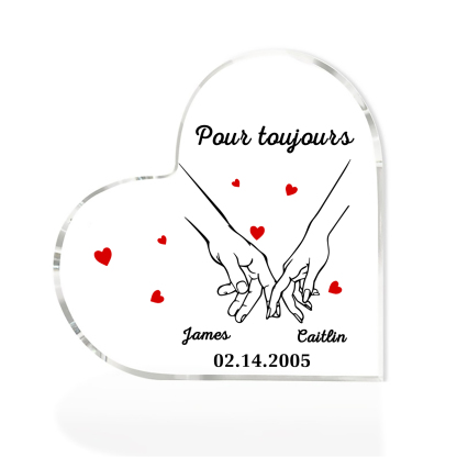 Bougeoir en Bois 2 Prénoms Personnalisés avec année sans bougie Cadeau du saint-valentin pour Couple | Jessemade | Jessemade