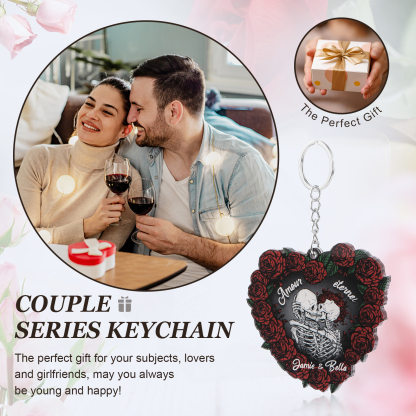 Porte-clés Cœur en Acrylique 2 Prénoms Personnalisés Ornements Cœur pour Couple Saint-valentin | Jessemade