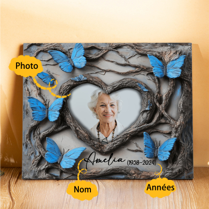 À Mamie /Papi Cadre en bois Commémoratif Papillon bleu1 Prénom personnalisé avec photo et annéns Cadeau pour mamie ou papi | Jessemade