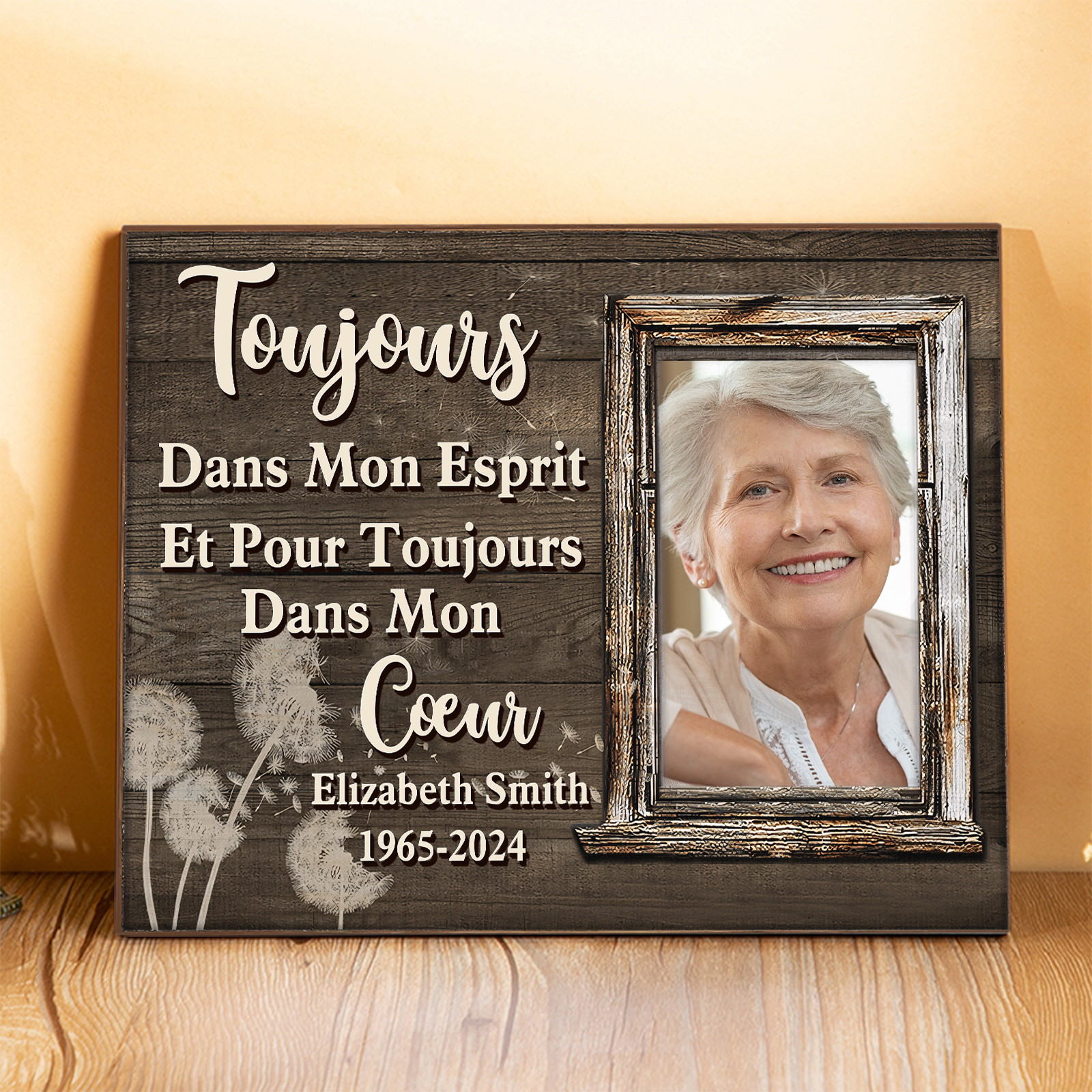 À Mamie /Papi Cadre en bois Commémoratif 1 Prénom personnalisé avec ph