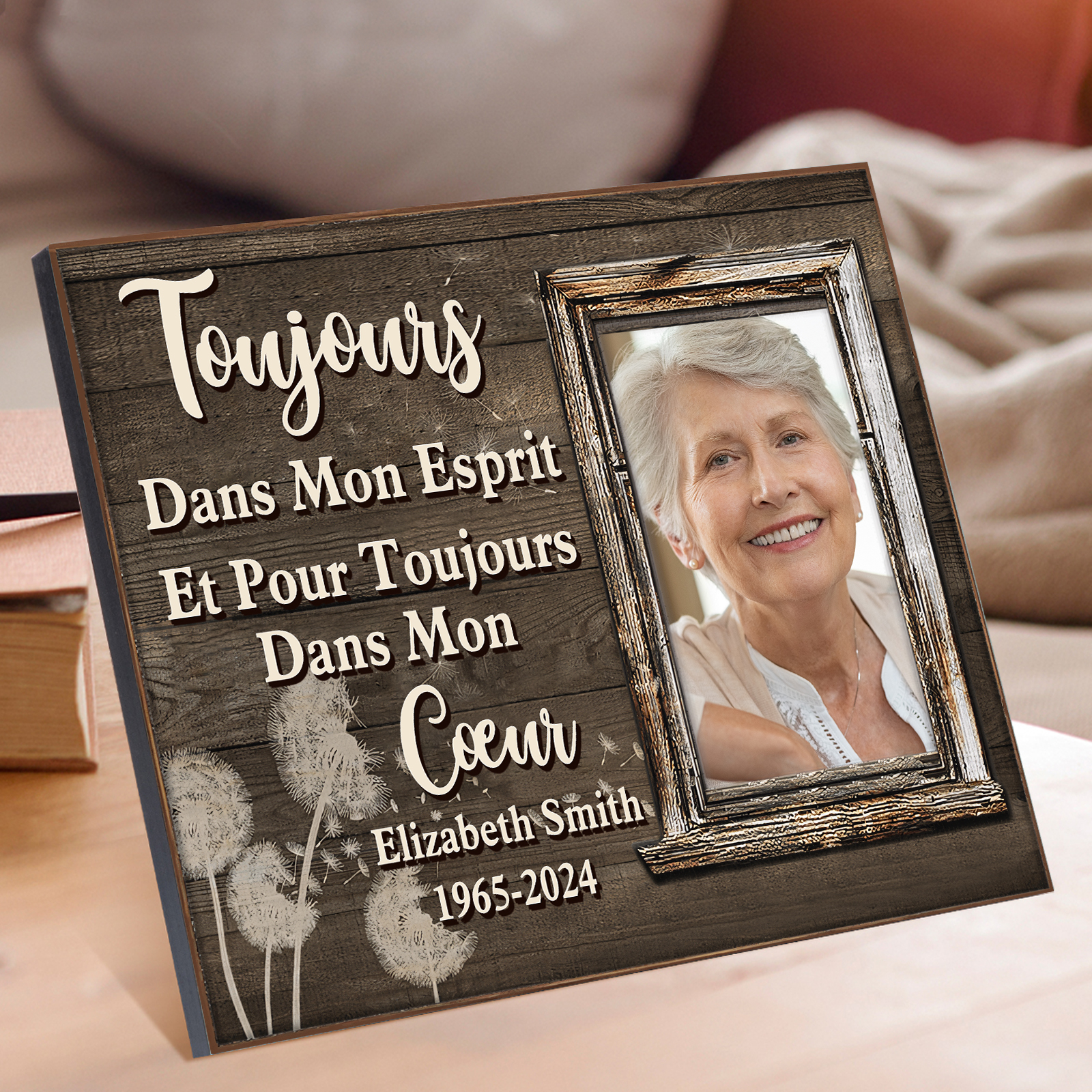 À Mamie /Papi Cadre en bois Commémoratif 1 Prénom personnalisé avec photo et annéns Cadeau pour mamie ou papi | Jessemade