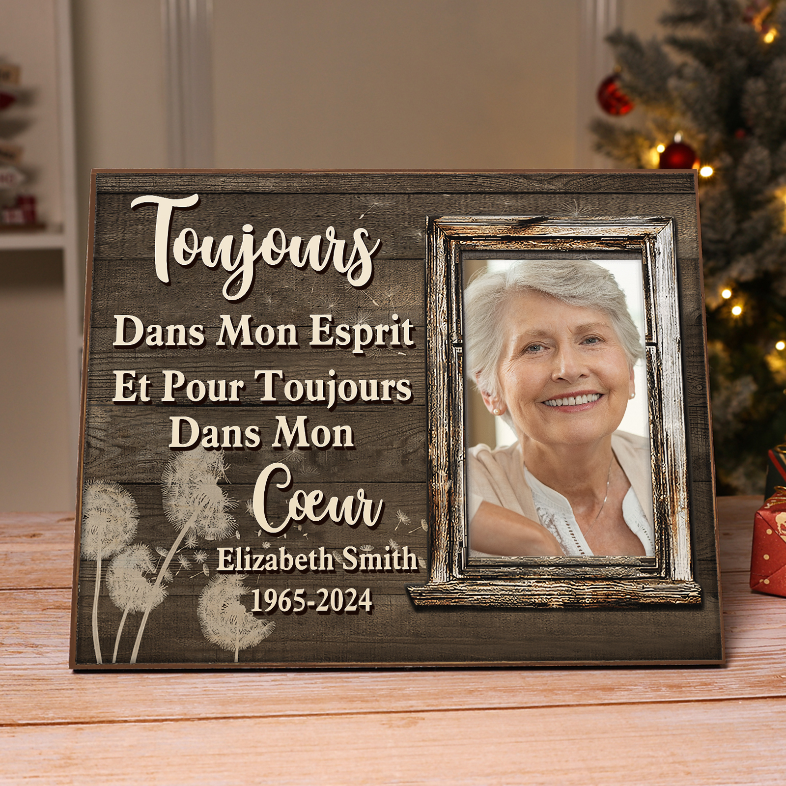 À Mamie /Papi Cadre en bois Commémoratif 1 Prénom personnalisé avec photo et annéns Cadeau pour mamie ou papi | Jessemade