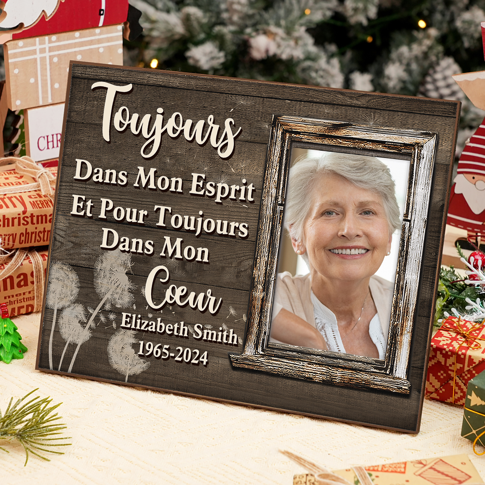 À Mamie /Papi Cadre en bois Commémoratif 1 Prénom personnalisé avec photo et annéns Cadeau pour mamie ou papi | Jessemade
