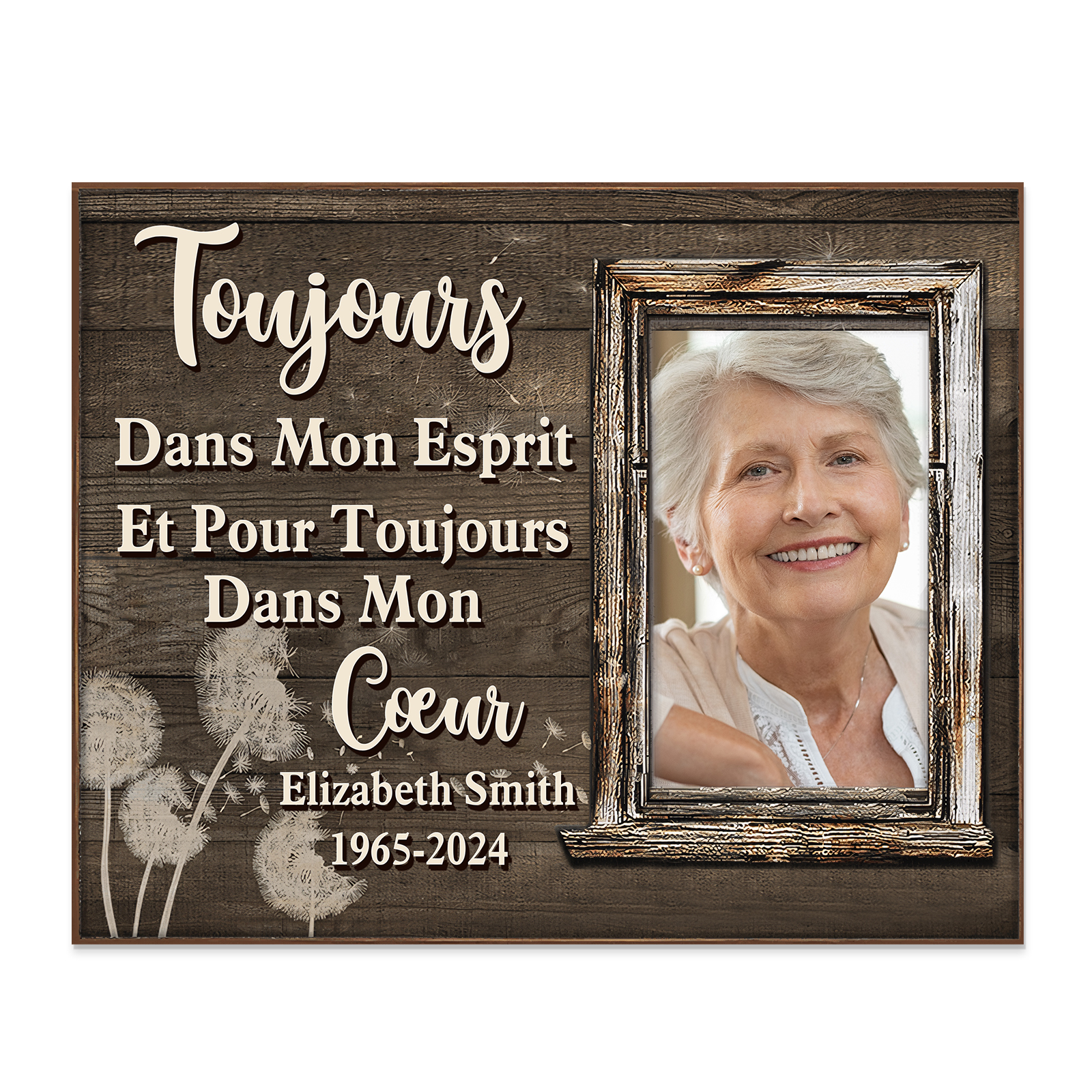 À Mamie /Papi Cadre en bois Commémoratif 1 Prénom personnalisé avec photo et annéns Cadeau pour mamie ou papi | Jessemade