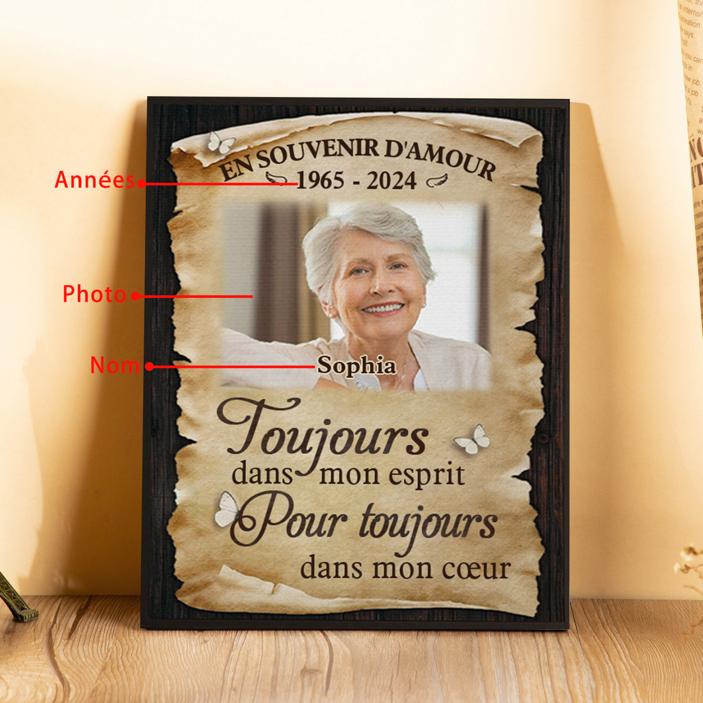 Cadre en Bois Commémoratif Personnalisé avec Nom, Dates et Photo Cadeau pour mamie ou papi | Jessemade