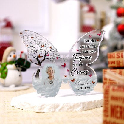 À Maman/Mamie Plaque Acrylique en forme de Papillon 1 Prénoms et 1 photo Personnalisés avec années Decoration arbres et Papillons | Jessemade