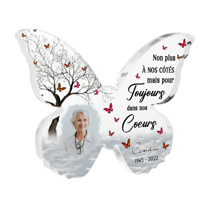 À Maman/Mamie Plaque Acrylique en forme de Papillon 1 Prénoms et 1 photo Personnalisés avec années Decoration arbres et Papillons | Jessemade