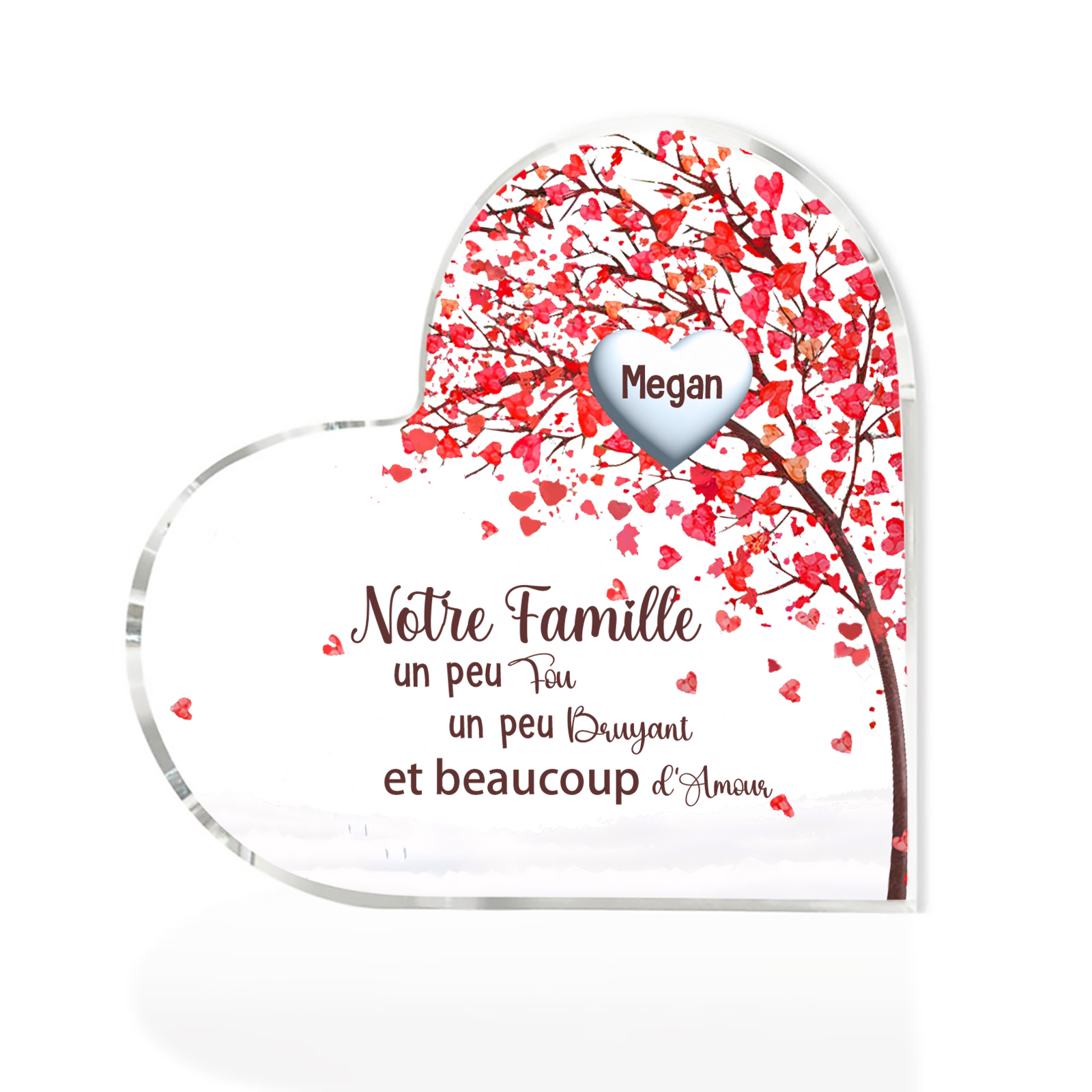 Plaque Acrylique en Forme de Cœur arbre 1 Prénom Personnalisé Cadeau famille | Jessemade