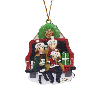 Décoration Sapin Noël en bois 3 Prénoms Personnalisés avec années Ornement de Noël Cadeau pour famille | Jessemade