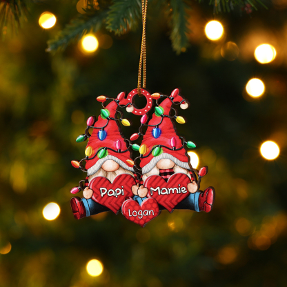 Décoration Sapin Noël en bois Gnomes 3 Prénom Personnalisé Ornement de