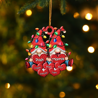 Décoration Sapin Noël en bois Gnomes 7 Prénom Personnalisé Ornement de