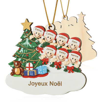 Décoration Sapin Noël en bois Sapin et lutins 7 Prénoms Personnalisés avec texte Ornement de Noël Cadeau pour famille | Jessemade