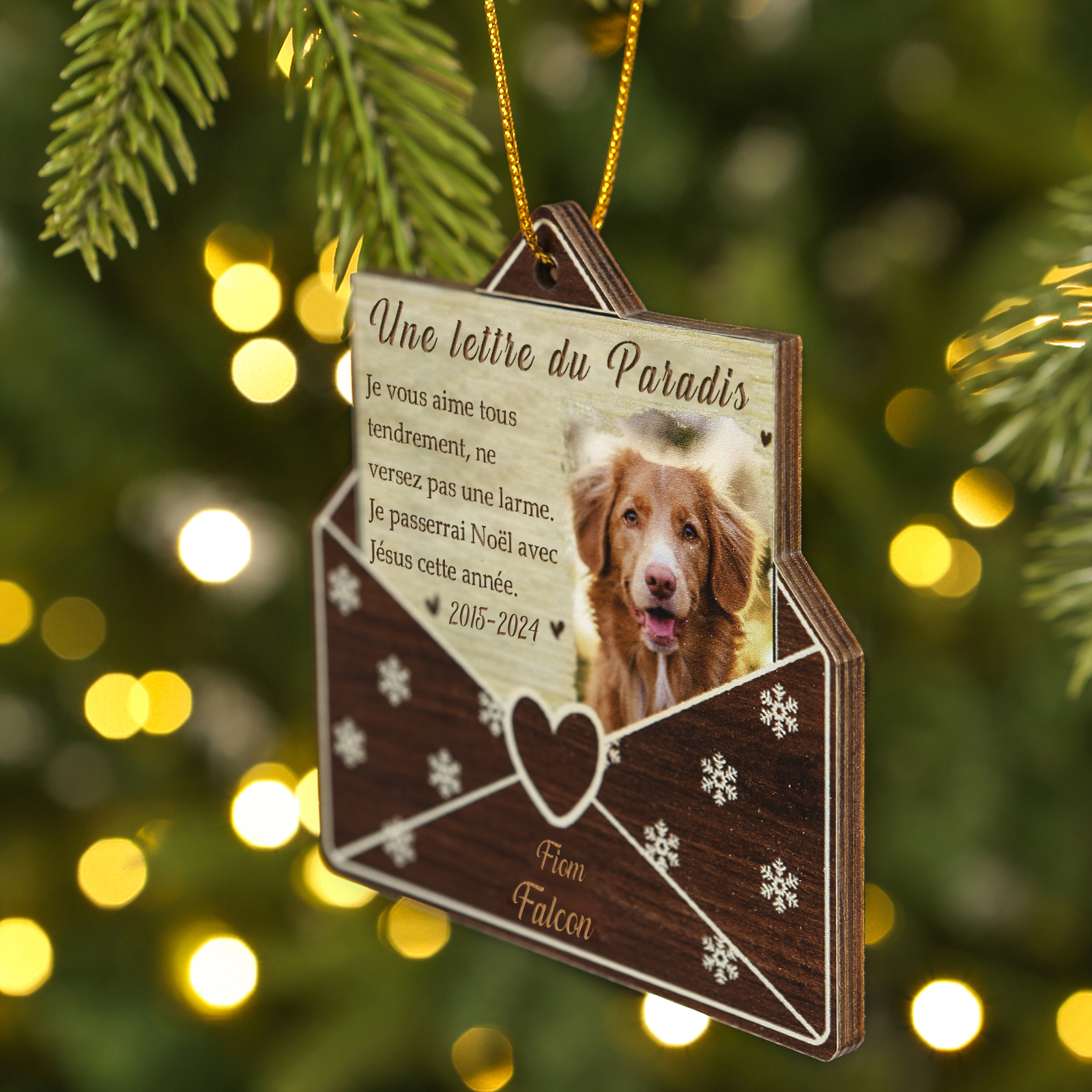 Décoration Sapin Noël en bois Lettre du Paradis 1Prénom Personnalisé avec Photo et date | Jessemade