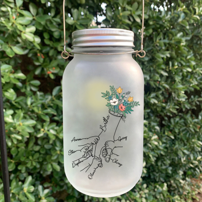 Bouteille lumineuse Ornements la main dans la main et fleurs 7 prénoms personnalisés Noël | Jessemade