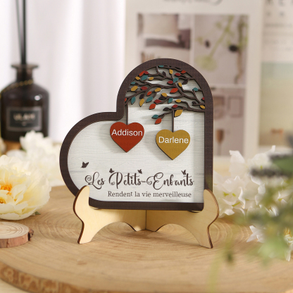 À Mamie Décoration en bois l'arbre des cœurs 2 Prénoms Personnalisés Ornement Famille Cadeau pour mamie | Jessemade