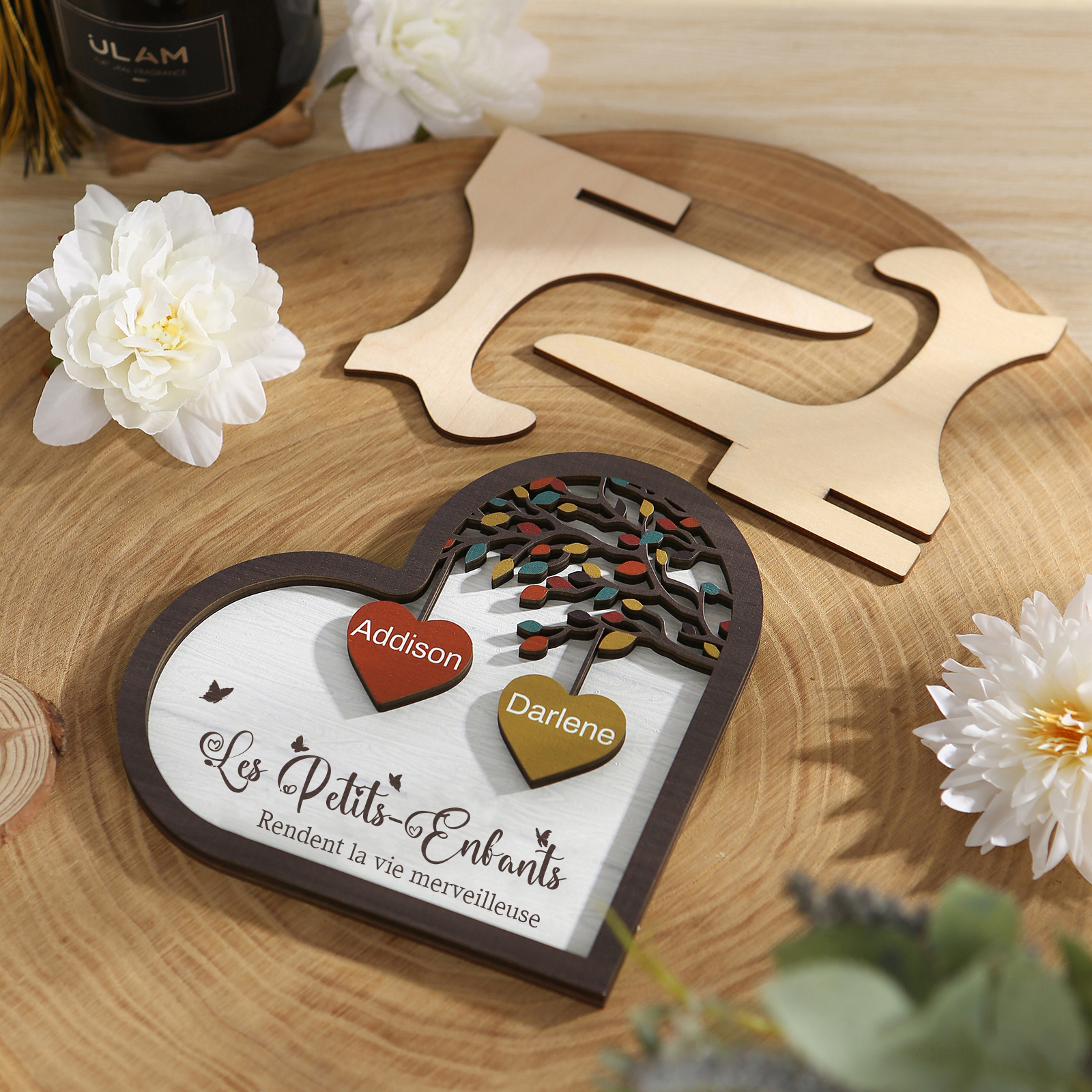 À Mamie Décoration en bois l'arbre des cœurs 2 Prénoms Personnalisés Ornement Famille Cadeau pour mamie | Jessemade