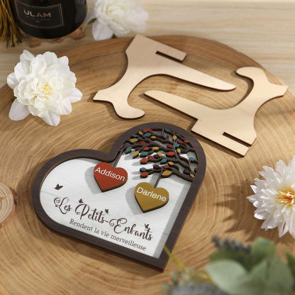 À Mamie Décoration en bois l'arbre des cœurs 2 Prénoms Personnalisés Ornement Famille Cadeau pour mamie | Jessemade