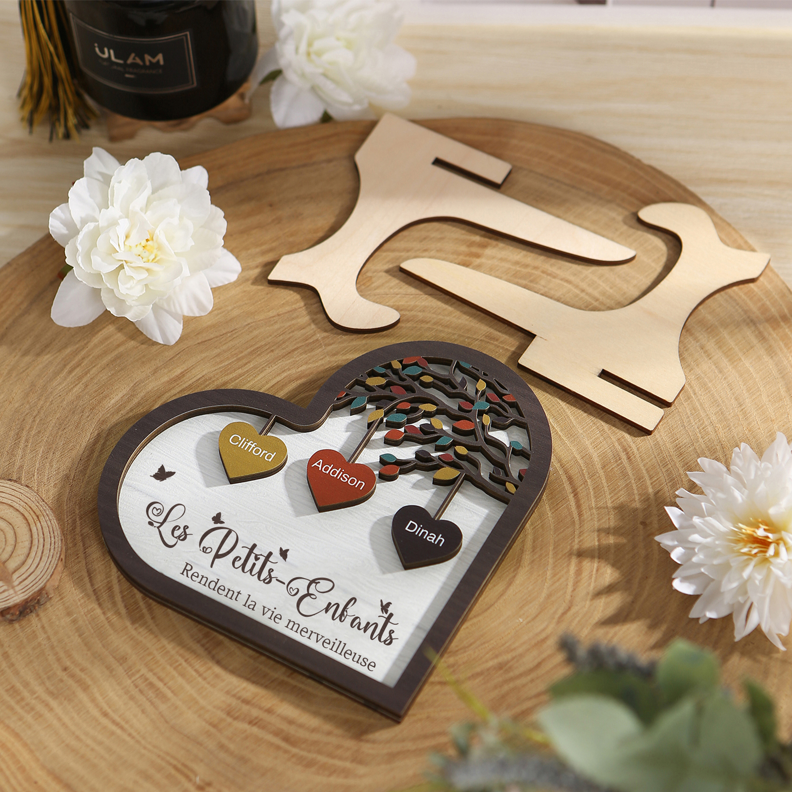 À Mamie Décoration en bois l'arbre des cœurs 3 Prénoms Personnalisés Ornement Famille Cadeau pour mamie | Jessemade