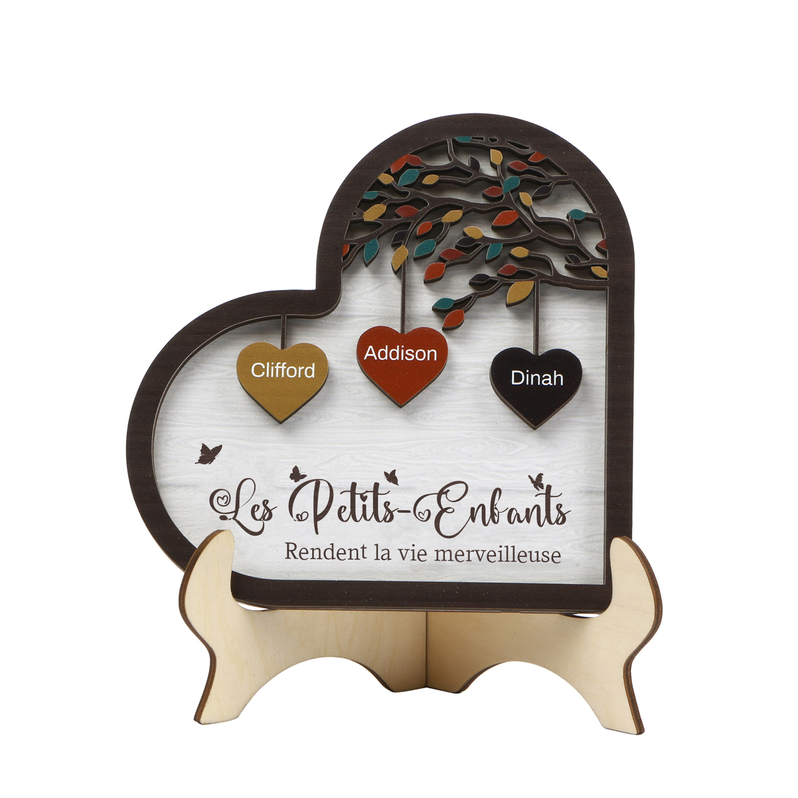 À Mamie Décoration en bois l'arbre des cœurs 3 Prénoms Personnalisés Ornement Famille Cadeau pour mamie | Jessemade