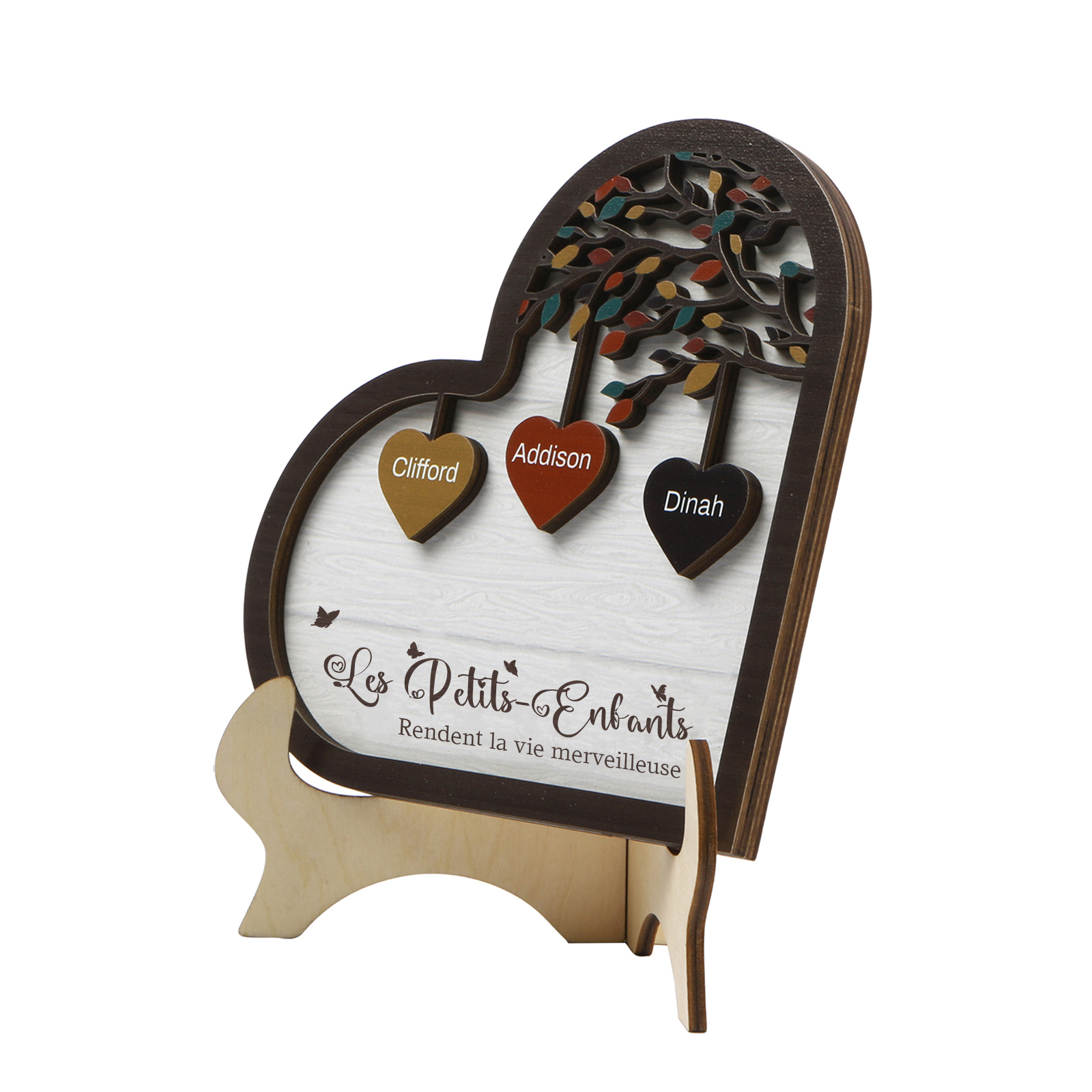 À Mamie Décoration en bois l'arbre des cœurs 3 Prénoms Personnalisés Ornement Famille Cadeau pour mamie | Jessemade