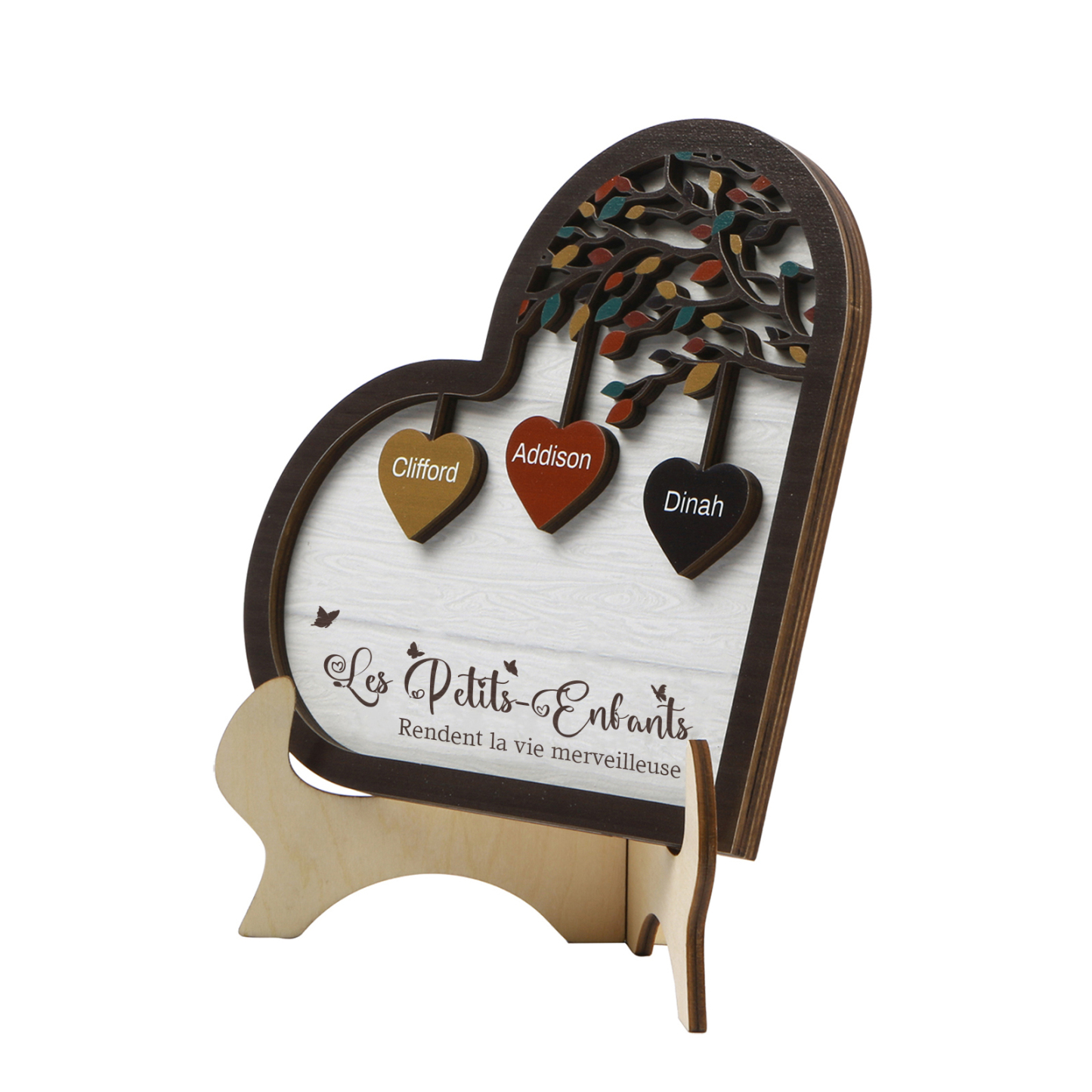 À Mamie Décoration en bois l'arbre des cœurs 3 Prénoms Personnalisés Ornement Famille Cadeau pour mamie | Jessemade