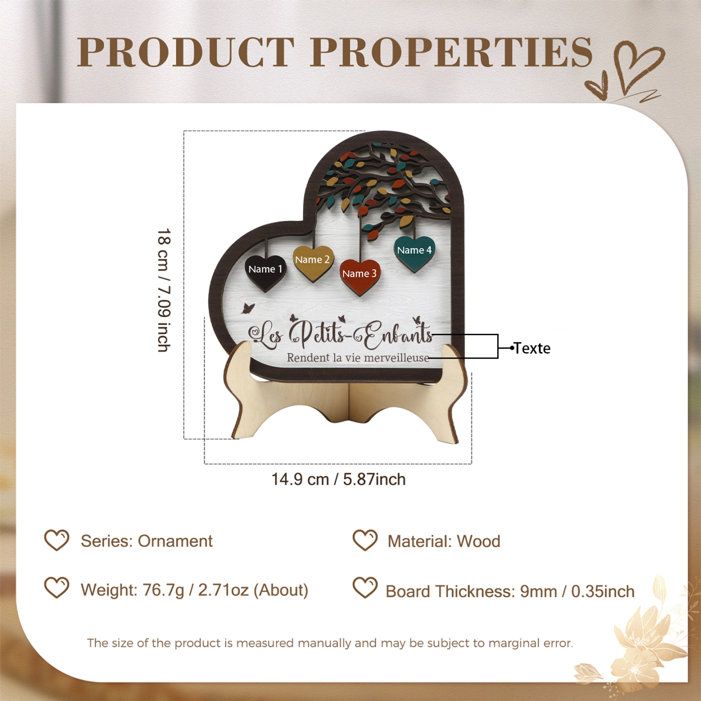 À Mamie Décoration en bois l'arbre des cœurs 4 Prénoms Personnalisés Ornement Famille Cadeau pour mamie | Jessemade