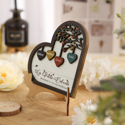 À Mamie Décoration en bois l'arbre des cœurs 4 Prénoms Personnalisés Ornement Famille Cadeau pour mamie | Jessemade