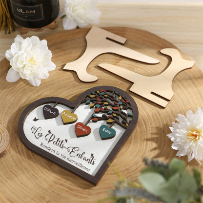 À Mamie Décoration en bois l'arbre des cœurs 4 Prénoms Personnalisés Ornement Famille Cadeau pour mamie | Jessemade