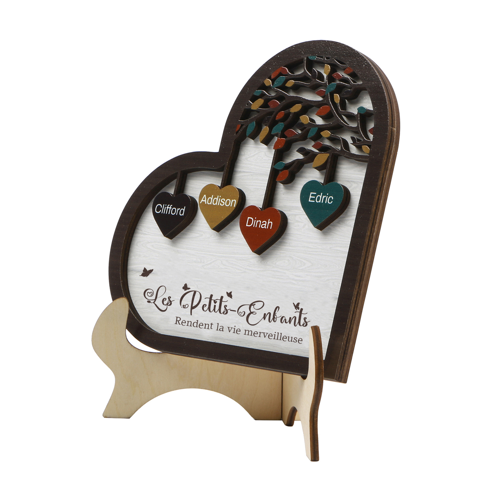 À Mamie Décoration en bois l'arbre des cœurs 4 Prénoms Personnalisés Ornement Famille Cadeau pour mamie | Jessemade