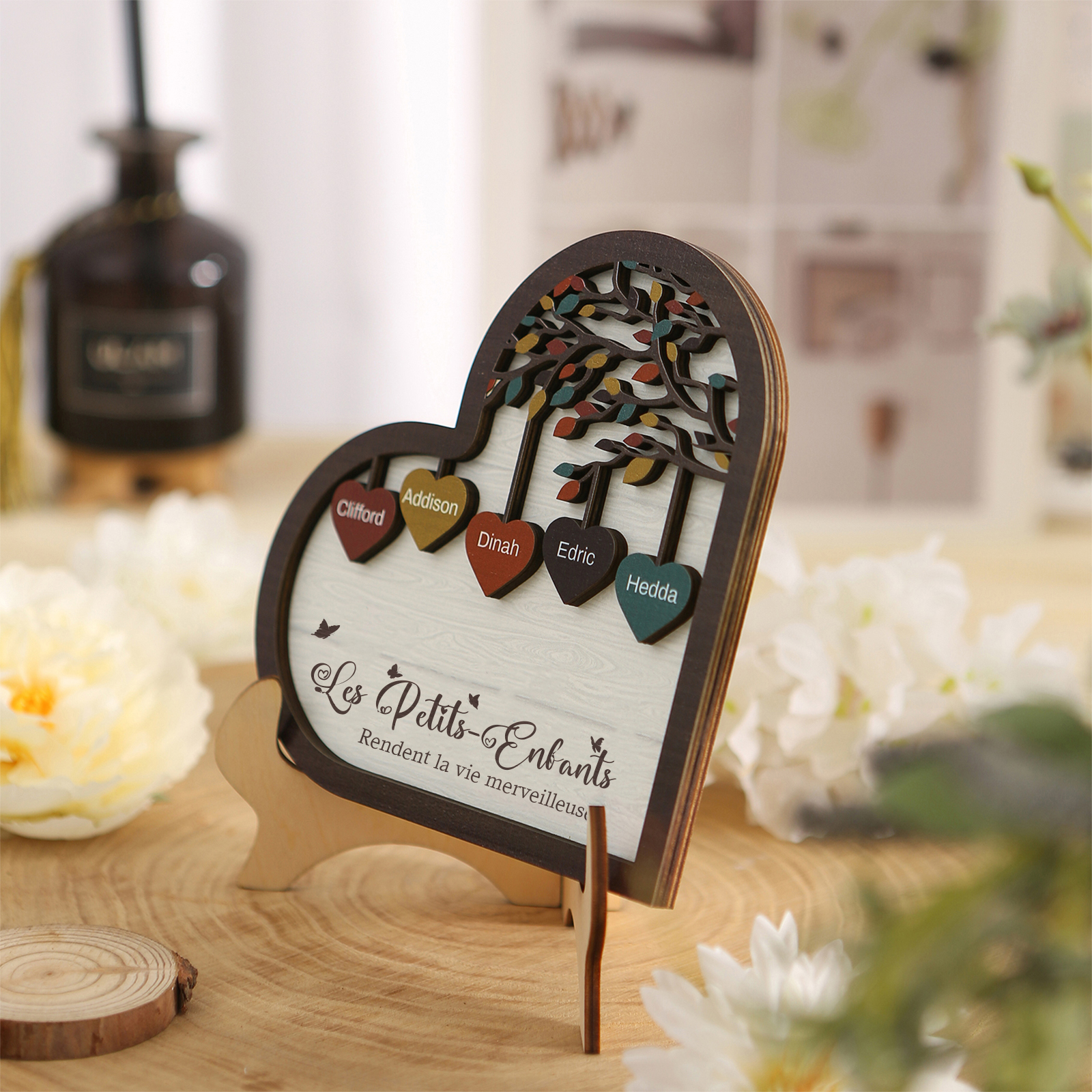 À Mamie Décoration en bois l'arbre des cœurs 5 Prénoms Personnalisés Ornement Famille Cadeau pour mamie | Jessemade
