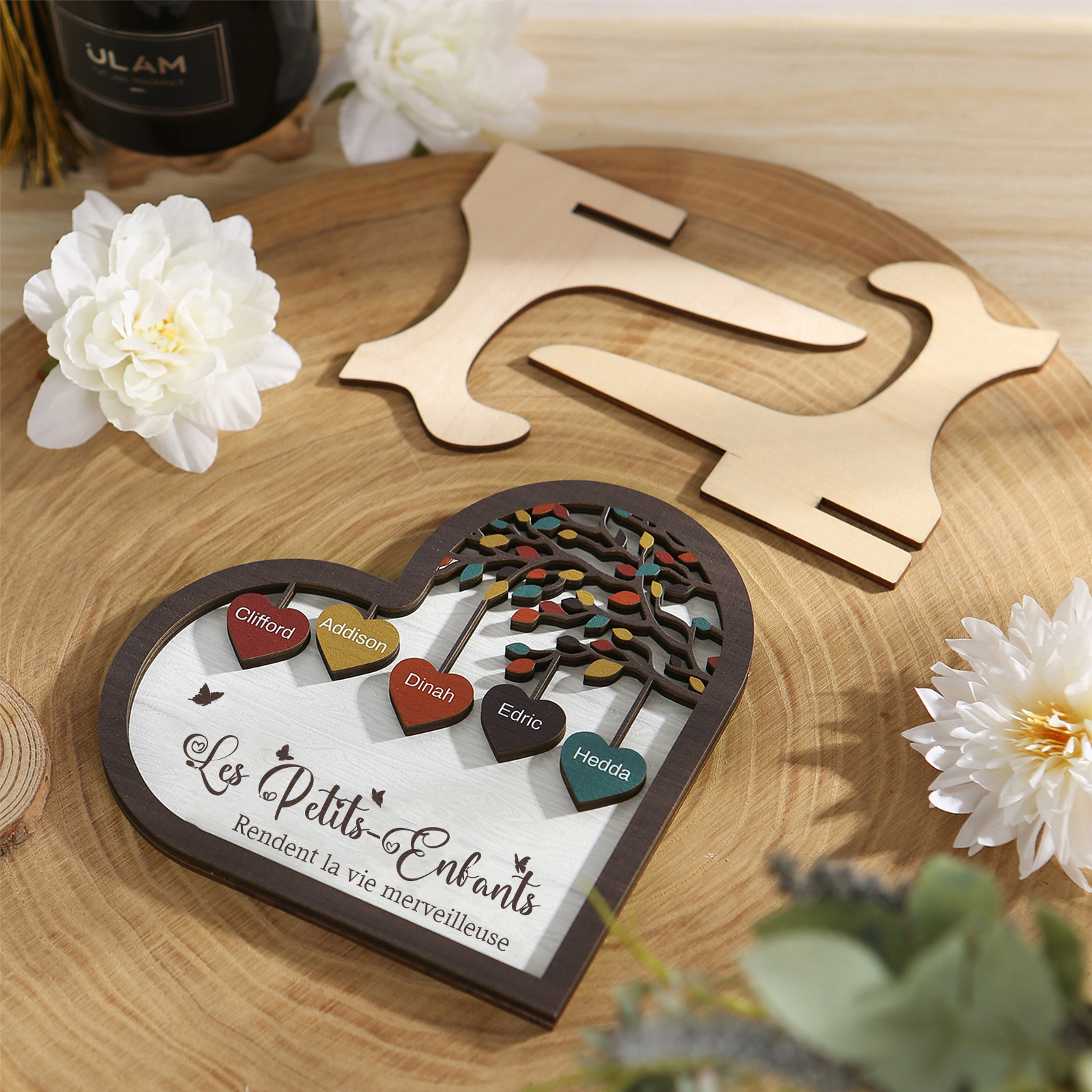 À Mamie Décoration en bois l'arbre des cœurs 5 Prénoms Personnalisés Ornement Famille Cadeau pour mamie | Jessemade