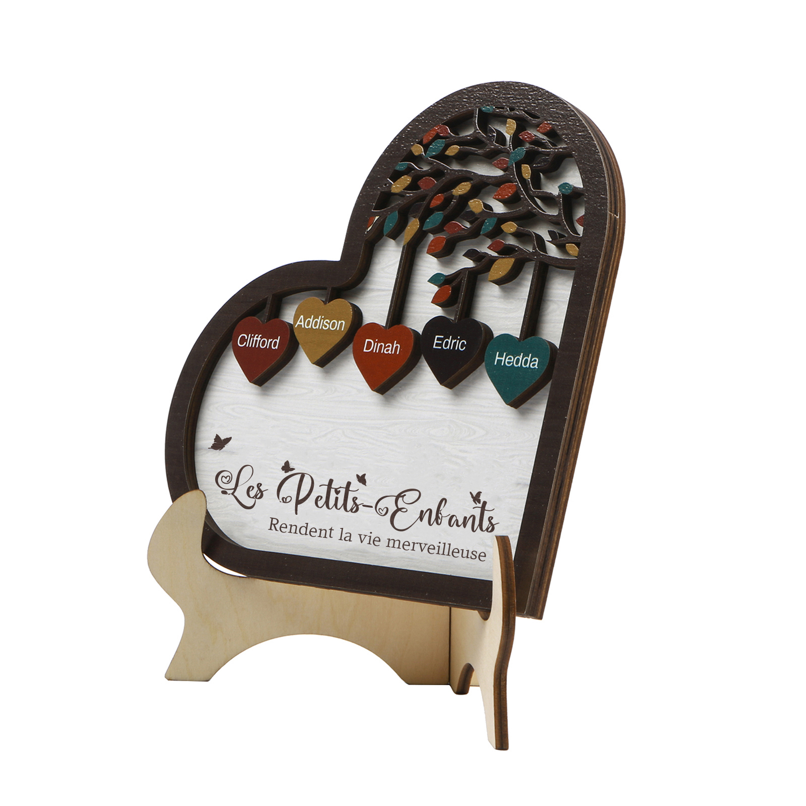 À Mamie Décoration en bois l'arbre des cœurs 5 Prénoms Personnalisés Ornement Famille Cadeau pour mamie | Jessemade