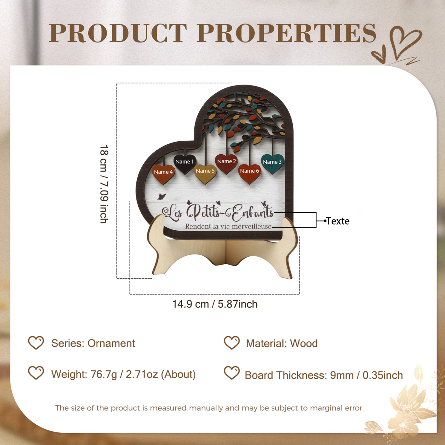 À Mamie Décoration en bois l'arbre des cœurs 6 Prénoms Personnalisés Ornement Famille Cadeau pour mamie | Jessemade