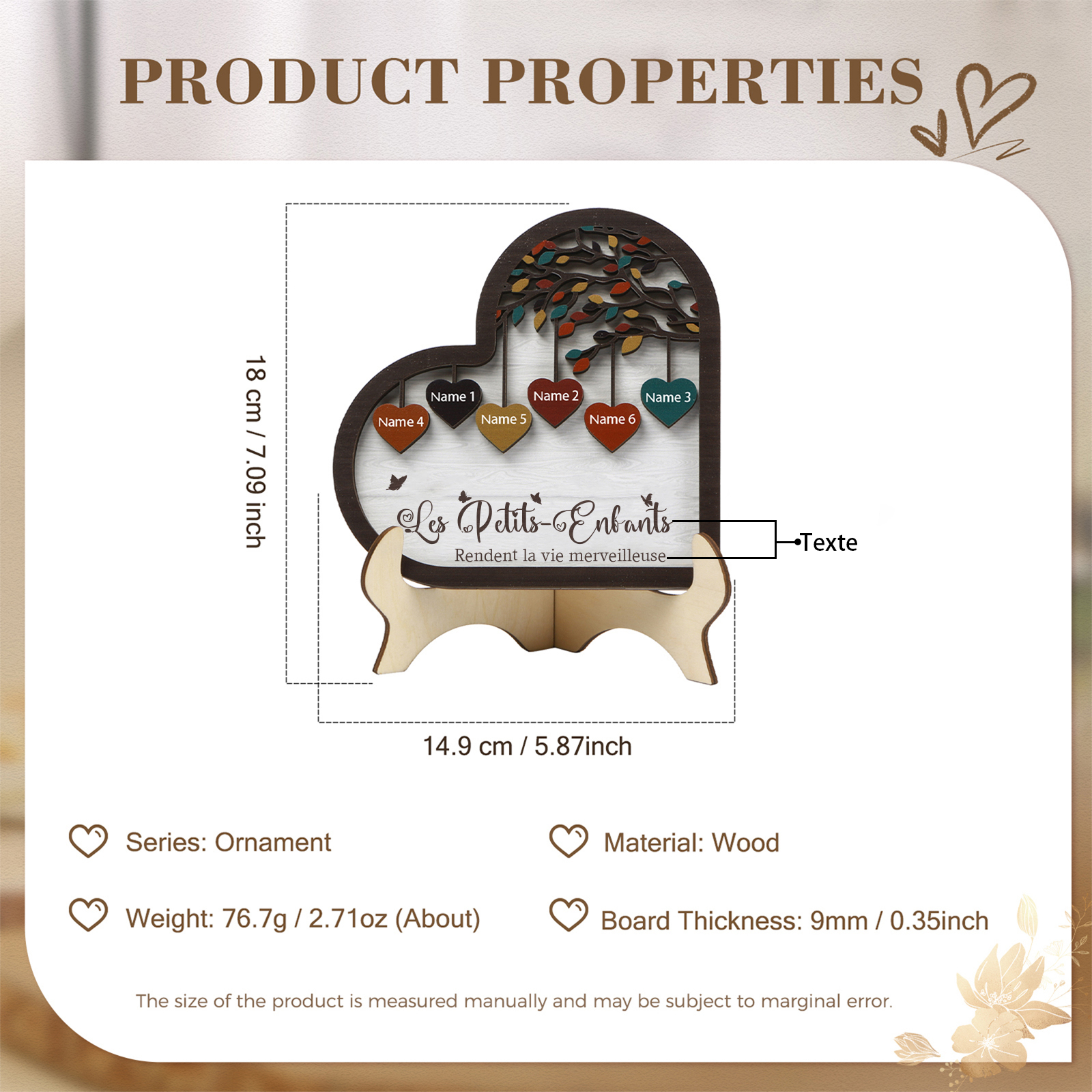 À Mamie Décoration en bois l'arbre des cœurs 6 Prénoms Personnalisés Ornement Famille Cadeau pour mamie | Jessemade