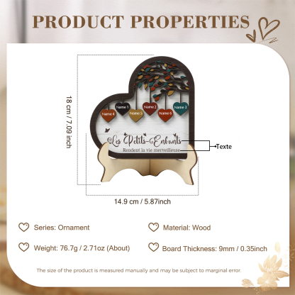 À Mamie Décoration en bois l'arbre des cœurs 6 Prénoms Personnalisés Ornement Famille Cadeau pour mamie | Jessemade