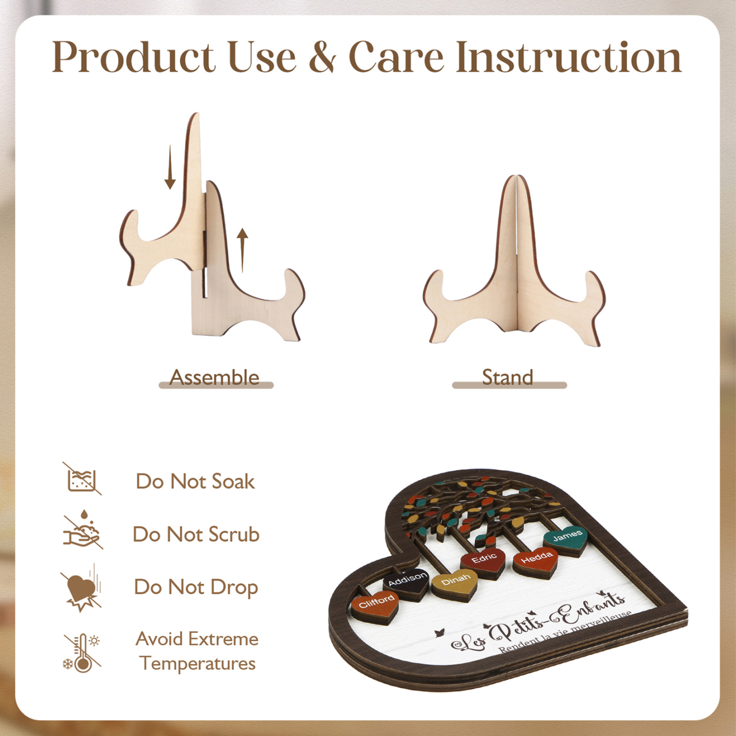 À Mamie Décoration en bois l'arbre des cœurs 6 Prénoms Personnalisés Ornement Famille Cadeau pour mamie | Jessemade