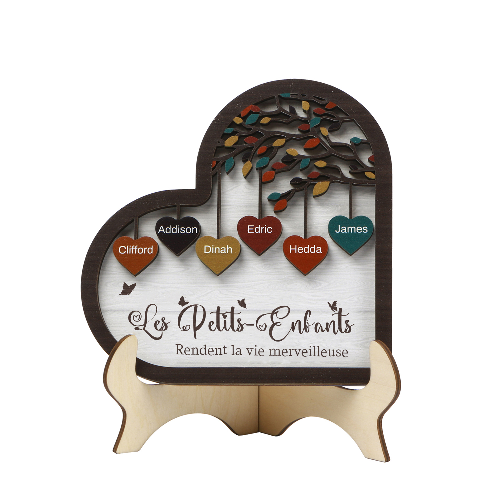 À Mamie Décoration en bois l'arbre des cœurs 6 Prénoms Personnalisés Ornement Famille Cadeau pour mamie | Jessemade